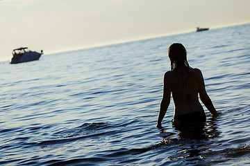 Image showing Woman standing in shallow