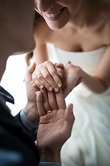 Image showing Hands newlyweds