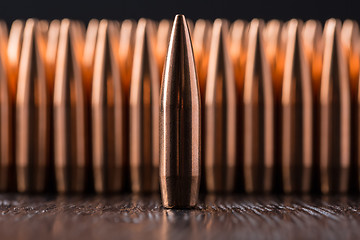 Image showing Macro shot of copper bullets 