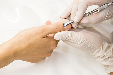 Image showing Manicure process in a beauty salon