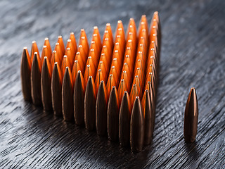 Image showing Macro shot of copper bullets 