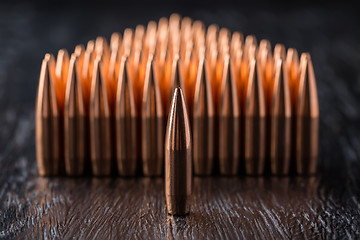 Image showing Macro shot of copper bullets 