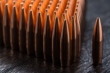 Image showing Macro shot of copper bullets 