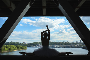 Image showing Silhouette of graceful ballerina in white tutu