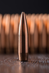 Image showing Macro shot of copper bullets 