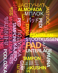 Image showing Pad multilanguage wordcloud background concept glowing