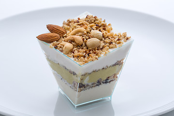 Image showing frozen yogurt cake with nuts