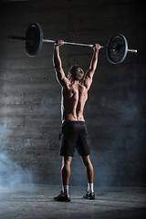 Image showing Athlete with barbell.