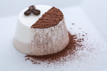 Image showing frozen yogurt coffee and cacao panna cotta