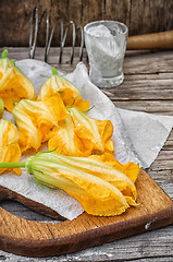 Image showing Yellow pumpkin flowers,as an element of meals