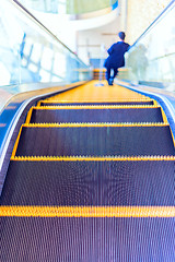 Image showing Escalator or moving staircase in modern architecture