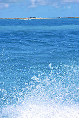 Image showing ground wave  in  blue  foam  the sea  day  