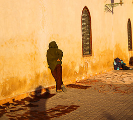 Image showing tile roof  moroccan old wall and brick in antique city