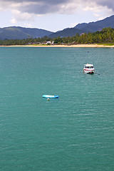 Image showing  blue lagoon  stone in thailand kho tao bay abstract yacht