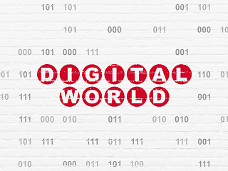 Image showing Information concept: Digital World on wall background