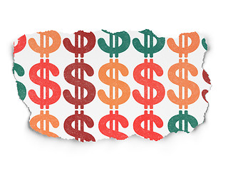 Image showing Currency concept: Dollar icons on Torn Paper background