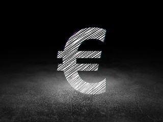 Image showing Currency concept: Euro in grunge dark room