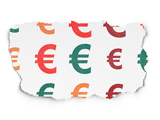 Image showing Currency concept: Euro icons on Torn Paper background