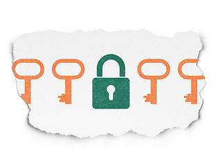 Image showing Protection concept: closed padlock icon on Torn Paper background