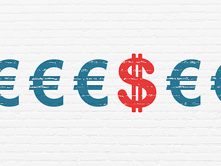 Image showing Currency concept: dollar icon on wall background