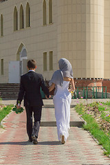 Image showing Portrait of the bride and groom   