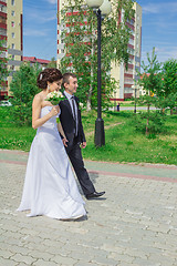 Image showing Portrait of the bride and groom   