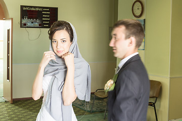 Image showing Portrait of the bride and groom   