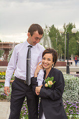 Image showing Portrait of the bride and groom   