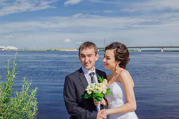 Image showing Portrait of the bride and groom   