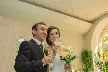 Image showing Portrait of the bride and groom   