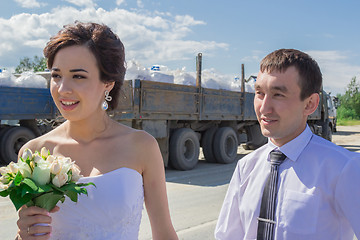 Image showing Portrait of the bride and groom   