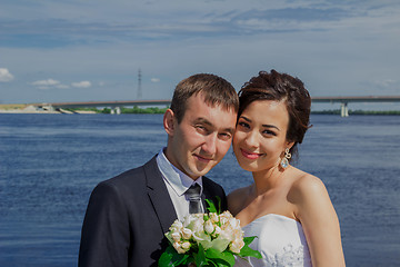 Image showing Portrait of the bride and groom   