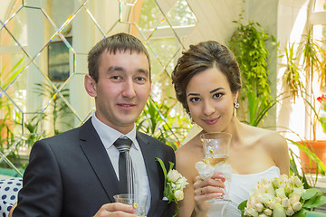 Image showing Portrait of the bride and groom   