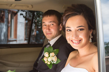 Image showing Portrait of the bride and groom   