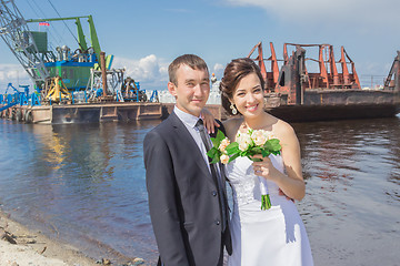 Image showing Portrait of the bride and groom   