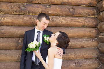 Image showing Portrait of the bride and groom   