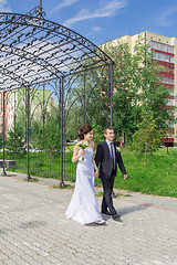 Image showing Portrait of the bride and groom   