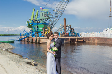 Image showing Portrait of the bride and groom   