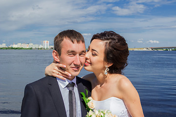 Image showing Portrait of the bride and groom   