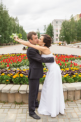 Image showing Portrait of the bride and groom   