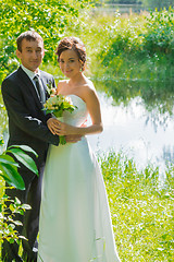 Image showing Portrait of the bride and groom   