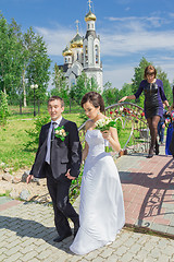 Image showing Portrait of the bride and groom   