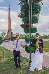 Image showing Portrait of the bride and groom   