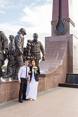 Image showing Portrait of the bride and groom   