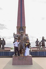 Image showing Portrait of the bride and groom   