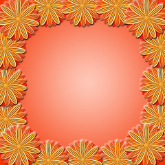 Image showing frame from brown flowers on red background