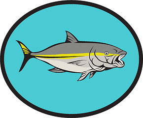 Image showing Yellowtail Kingfish Oval Cartoon