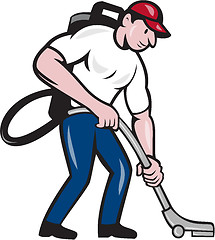 Image showing Commercial Cleaner Janitor Vacuum Cartoon