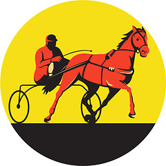 Image showing Horse and Jockey Harness Racing Circle Retro