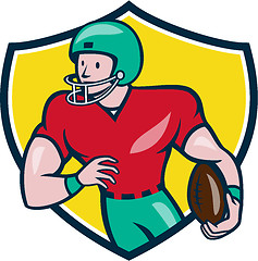 Image showing American Football Receiver Running Shield Cartoon